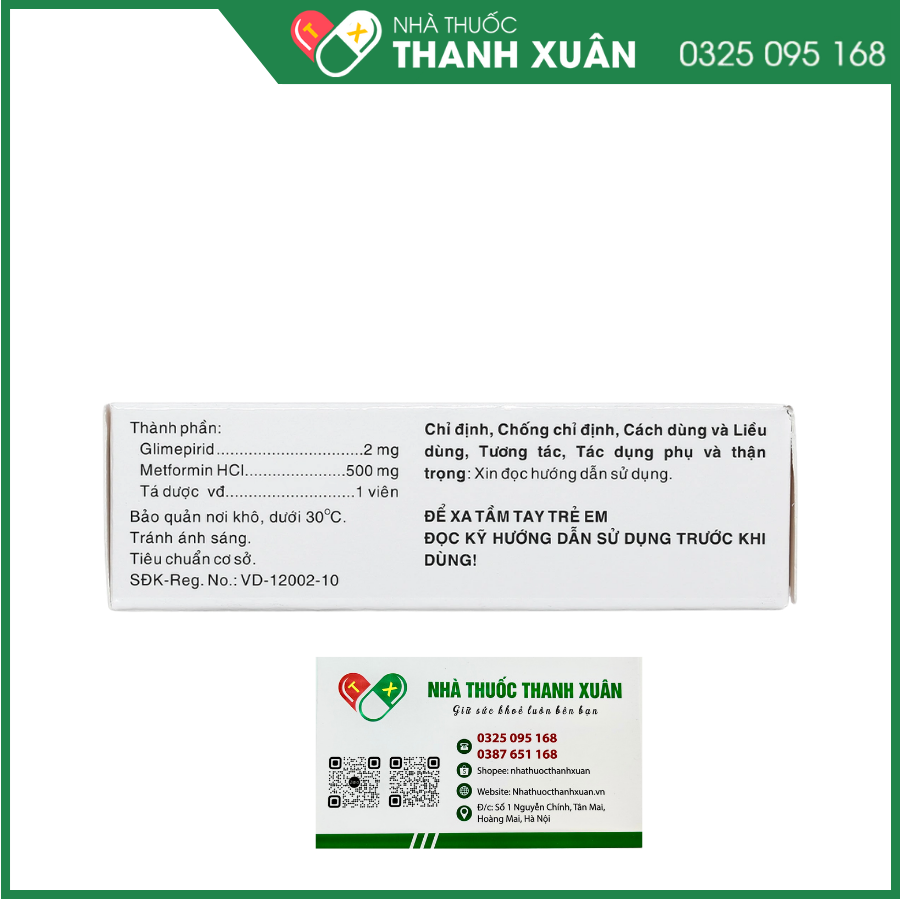 CoMiaryl 2mg/500mg trị đái tháo đường